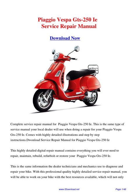 Vespa Gts 250 Service Repair Manual