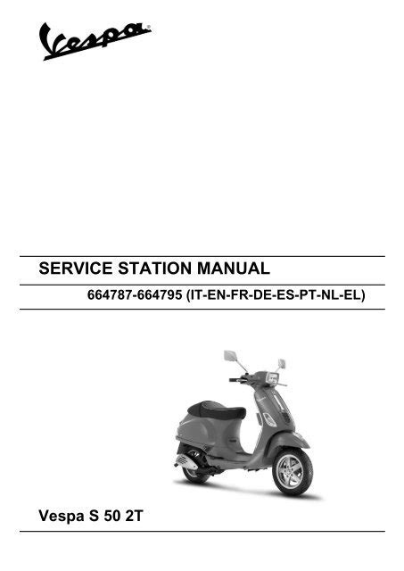 Vespa S 50 2t Repair Service Manual