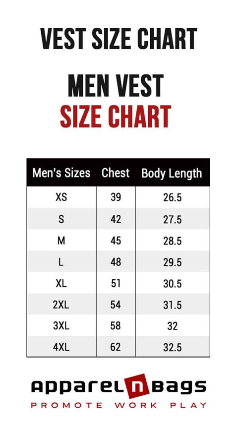 Vest Size Chart Men