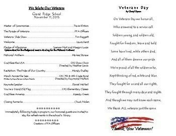 Veterans Day Program Template