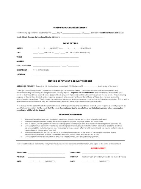 Video Production Agreement Template