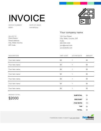 Video Production Invoice Template