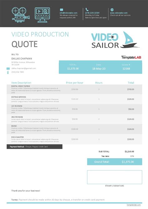 Video Production Quote Template