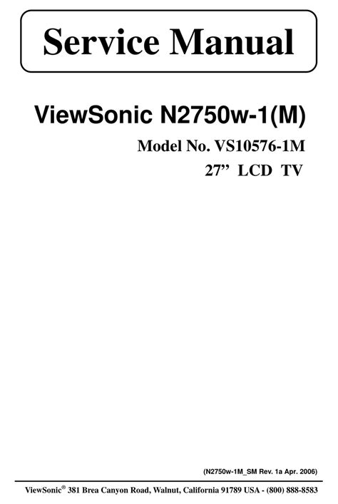 Viewsonic N2750w 1 Vs10576 1m Service Manual