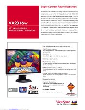 Viewsonic Va2016w 2 Tft Lcd Display Service Manual