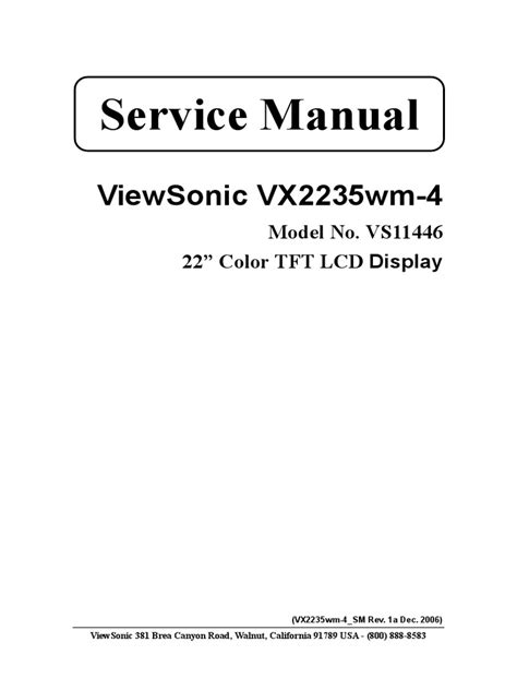 Viewsonic Vx2235wm 1 Tft Lcd Display Service Manual