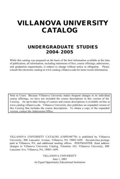 Villanova Course Catalog
