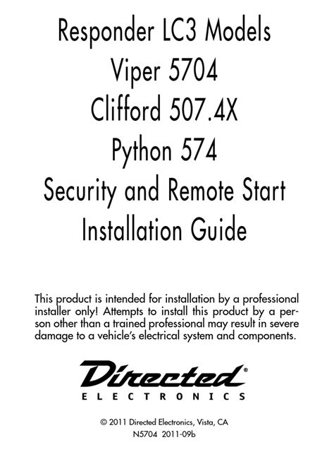 Viper Alarm 5704 Installation Manual