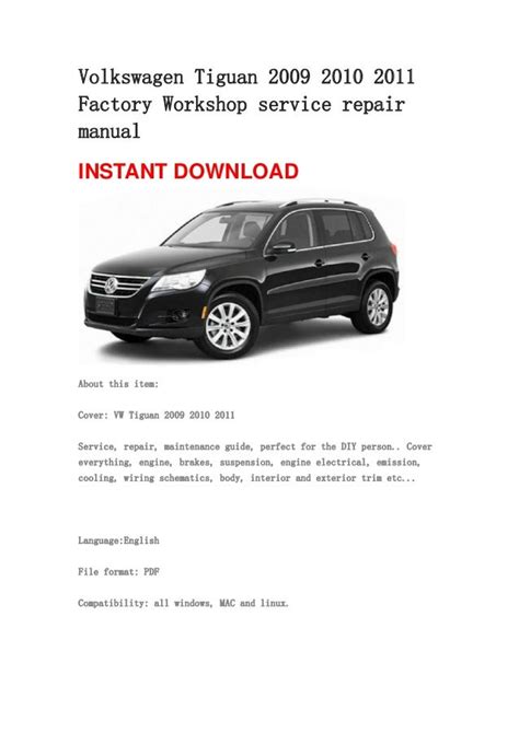 Volkswagen Tiguan 2009 To 2011 Service Repair Manual