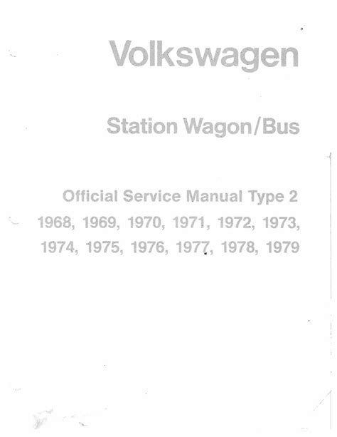 Volkswagen Vw T2 Bus 1968 1979 Service Repair Manual