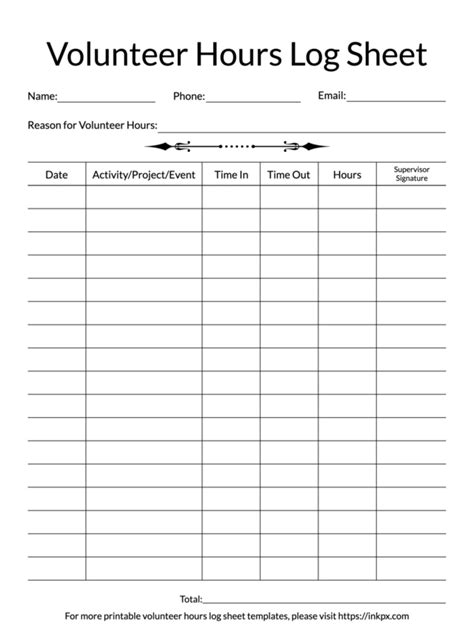 Volunteer Log Template