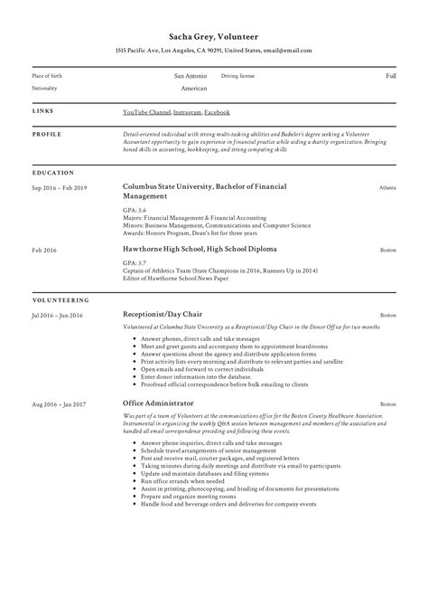 Volunteer Resume Template