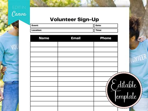 Volunteer Sign Up Sheet Free Template