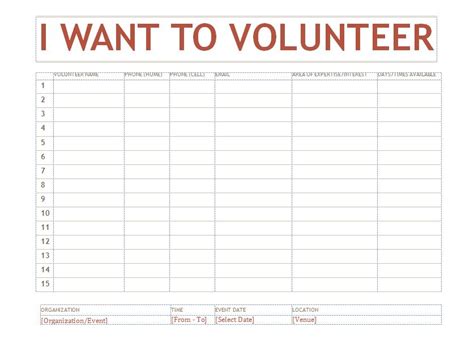 Volunteer Sign Up Sheet Template Google Docs