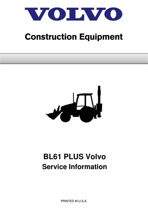 Volvo Bl61 Plus Backhoe Loader Service Repair Manual