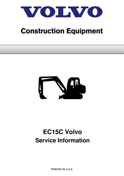 Volvo Ec15c Compact Excavator Service Repair Manual Instant Download