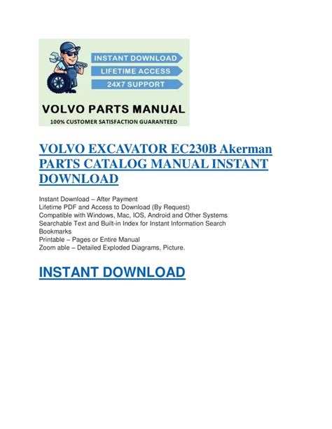 Volvo Ec230b Akerman Excavator Service Parts Catalogue Manual Instant Download Sn 4369 5251