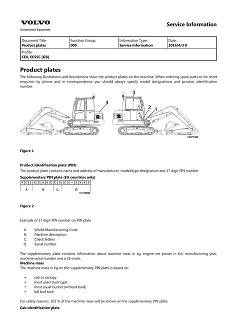 Volvo Ec55c Compact Excavator Service Repair Manual