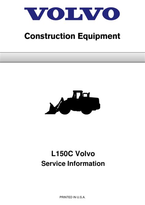 Volvo L150c Wheel Loader Service Repair Manual Instant Download