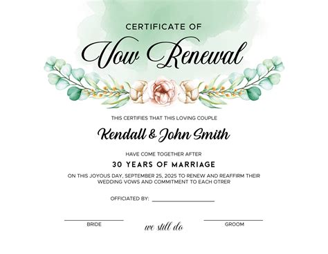 Vow Renewal Template