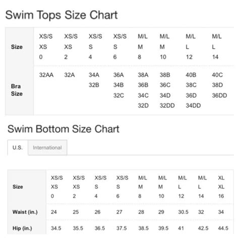 Vs Swim Size Chart