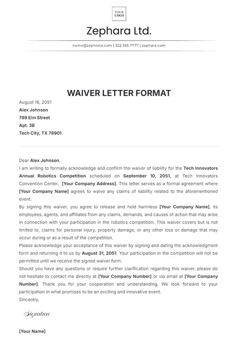 Waiver Letter Template