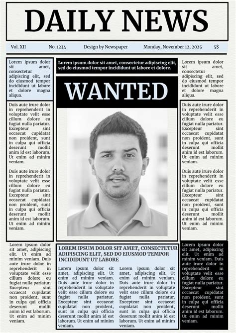 Wanted Newspaper Template