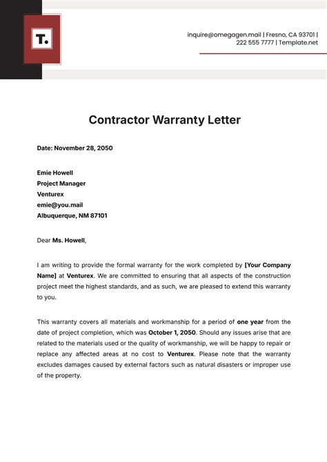 Warranty Template For Contractor