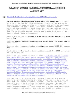 Weather Studies Investigation Manual 2013 2014 Answers