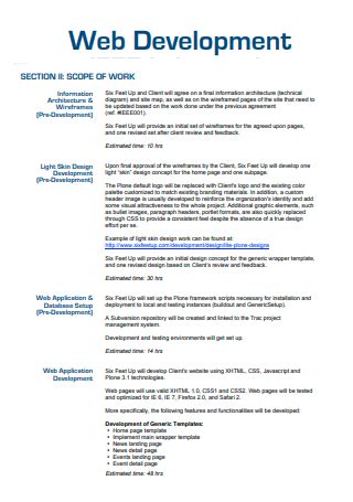 Web Development Scope Of Work Template