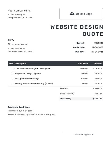 Website Development Quote Template