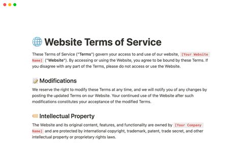 Website Terms Of Service Template