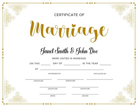 Wedding Certificate Template