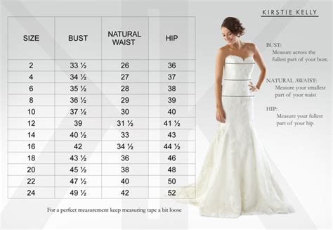 Wedding Dress Sizing Chart