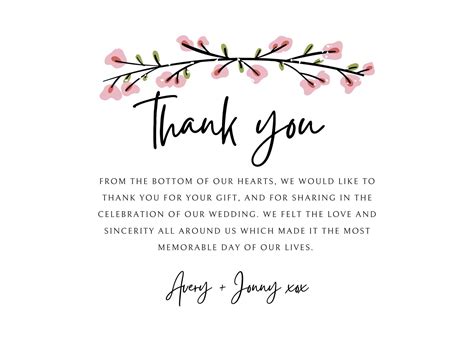 Wedding Gift Thank You Template