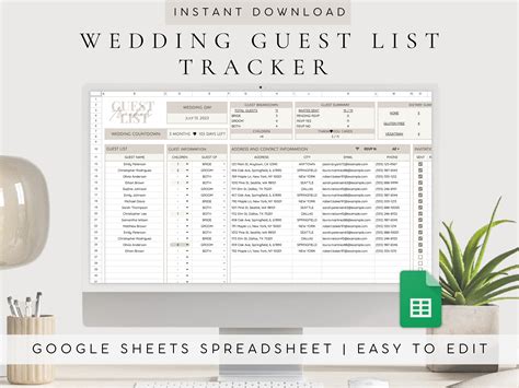 Wedding Guest List Template Google Sheets