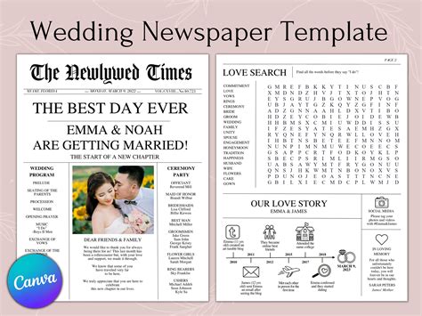 Wedding Program Newspaper Template