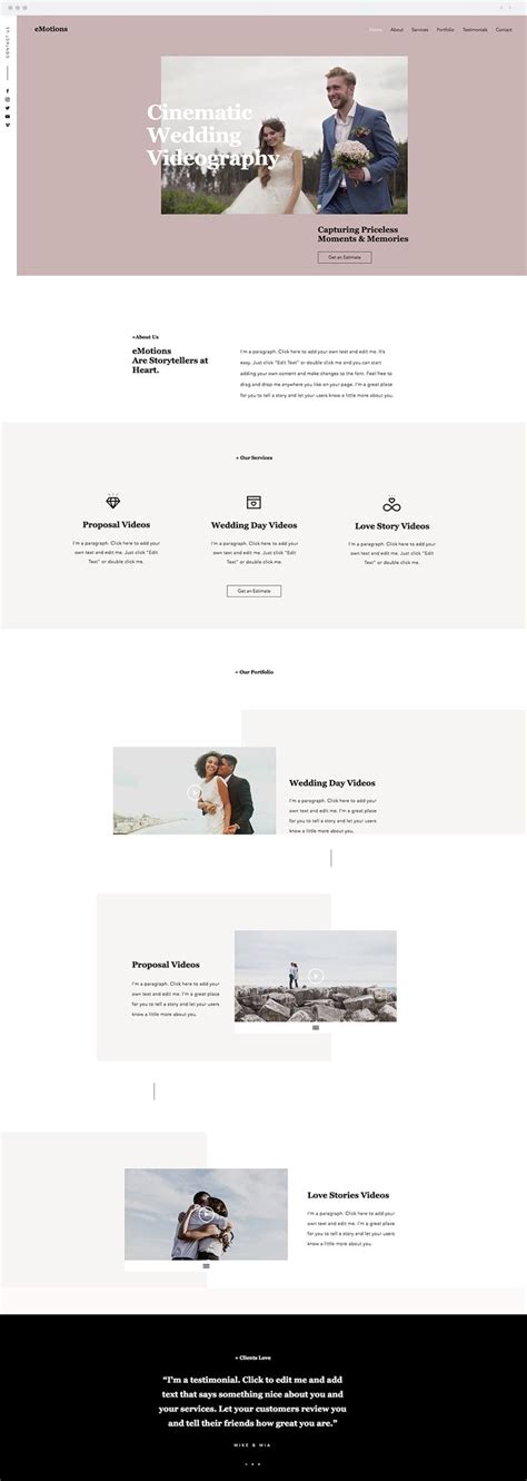 Wedding Videographer Website Templates