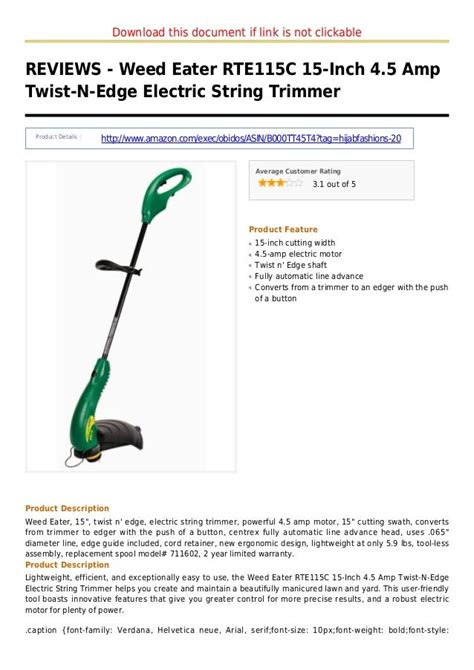 Weed Eater Twist N Edge Rte115 User Manual