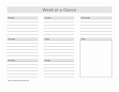 Week At A Glance Template