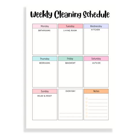 Weekly Cleaning Chart Template