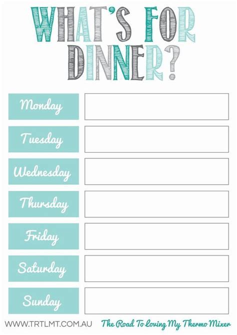 Weekly Dinner Schedule Template
