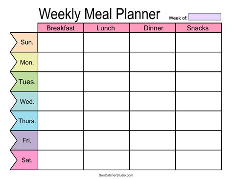 Weekly Food Menu Template
