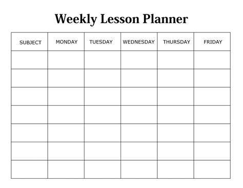 Weekly Lesson Plan Template Editable