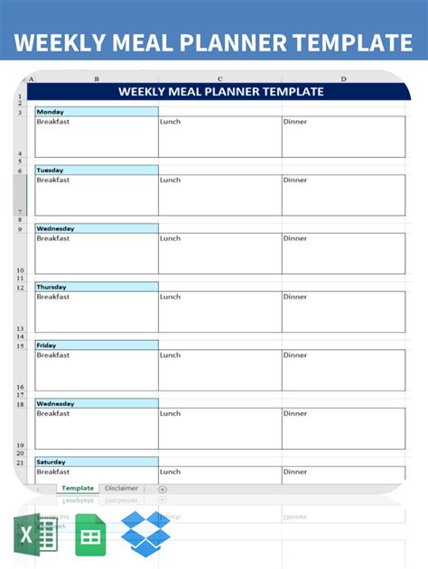 Weekly Meal Planner Template Excel