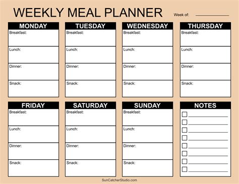 Weekly Meal Planner Template Free Download