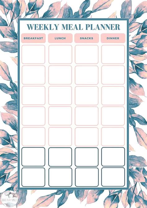 Weekly Meal Template