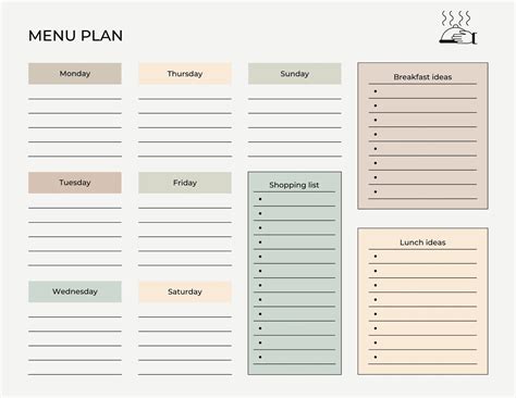 Weekly Menu Planner Template Free
