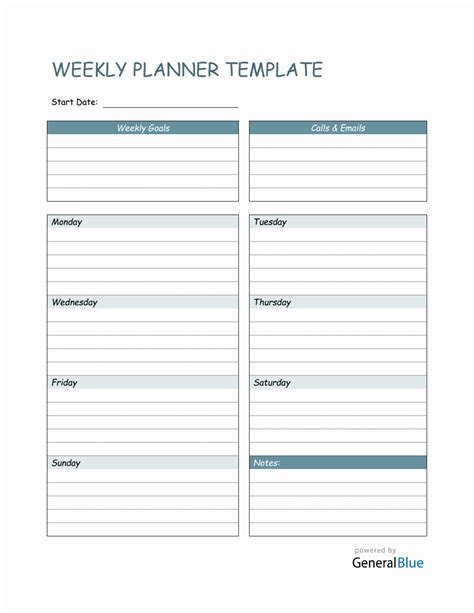 Weekly Planner Template Word
