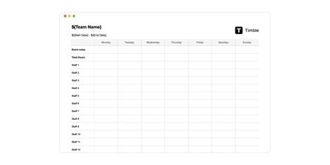 Weekly Roster Template Excel